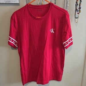 Calvin Klein Vibrant Red Tee with Logo Accents